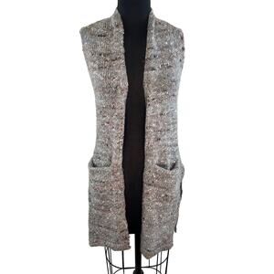Aritzia Wilfred Dunkirk Long Sweater Vest Thick Knit Gray Wool Alpaca Silk XS